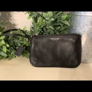 Coach small black leather wristlet